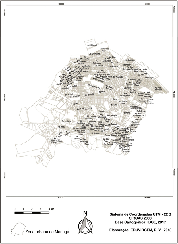Mapa dos bairros com Achatina fulica