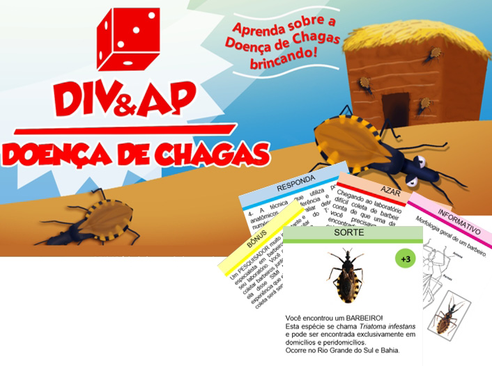 Envelope e cartas do jogo DIV&AP - Doença de Chagas