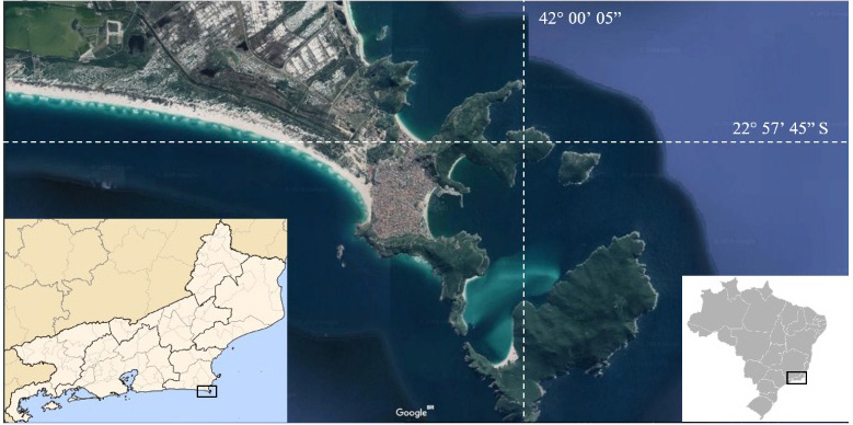 Mapa de localização do município de Arraial do Cabo, RJ