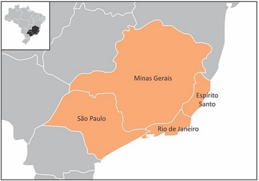 Localização da região SE no Brasil