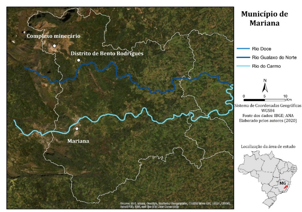 Localização do complexo minerário, município de Mariana e distrito de Bento Rodrigues