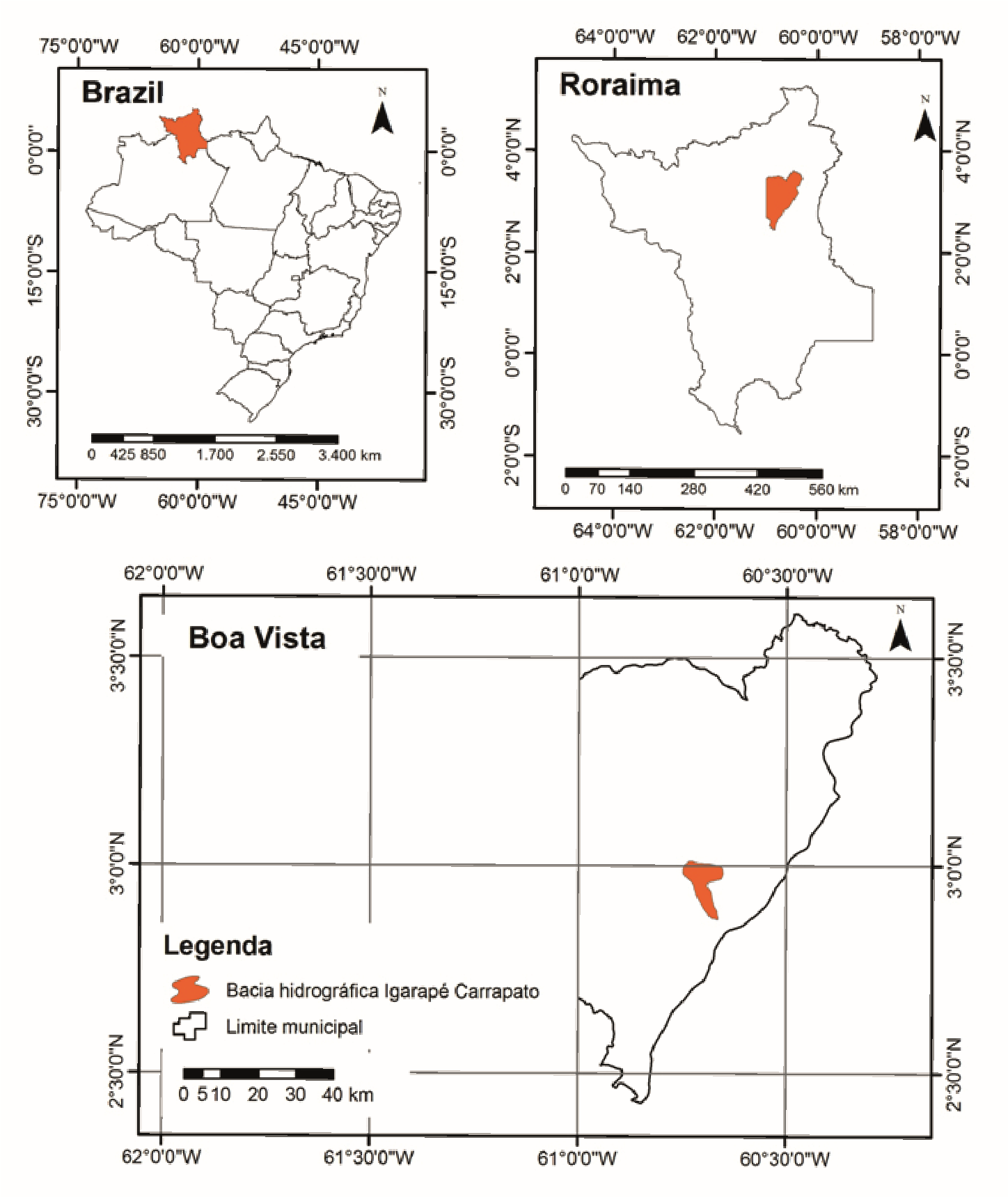 Mapa de localização da bacia do Igarapé Carrapato