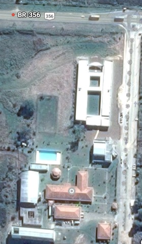 Visão panorâmica do IFF Campus Itaperuna, imagem do Google Maps. Em destaque os blocos B e C onde o estudo foi realizado